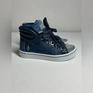 SKECHERS Street Los Angeles Velvet Navy Blue Glitter Mid Top Shoes Womens Sz 5,5